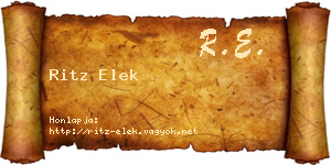 Ritz Elek névjegykártya